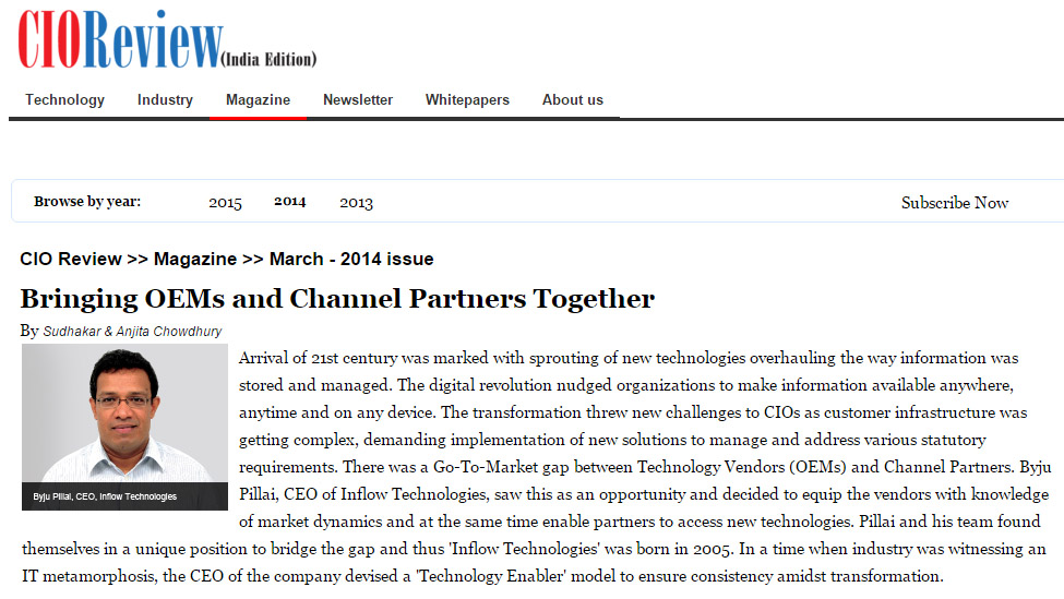 CIO REVIEW - bringing OEMs and channel partners togather